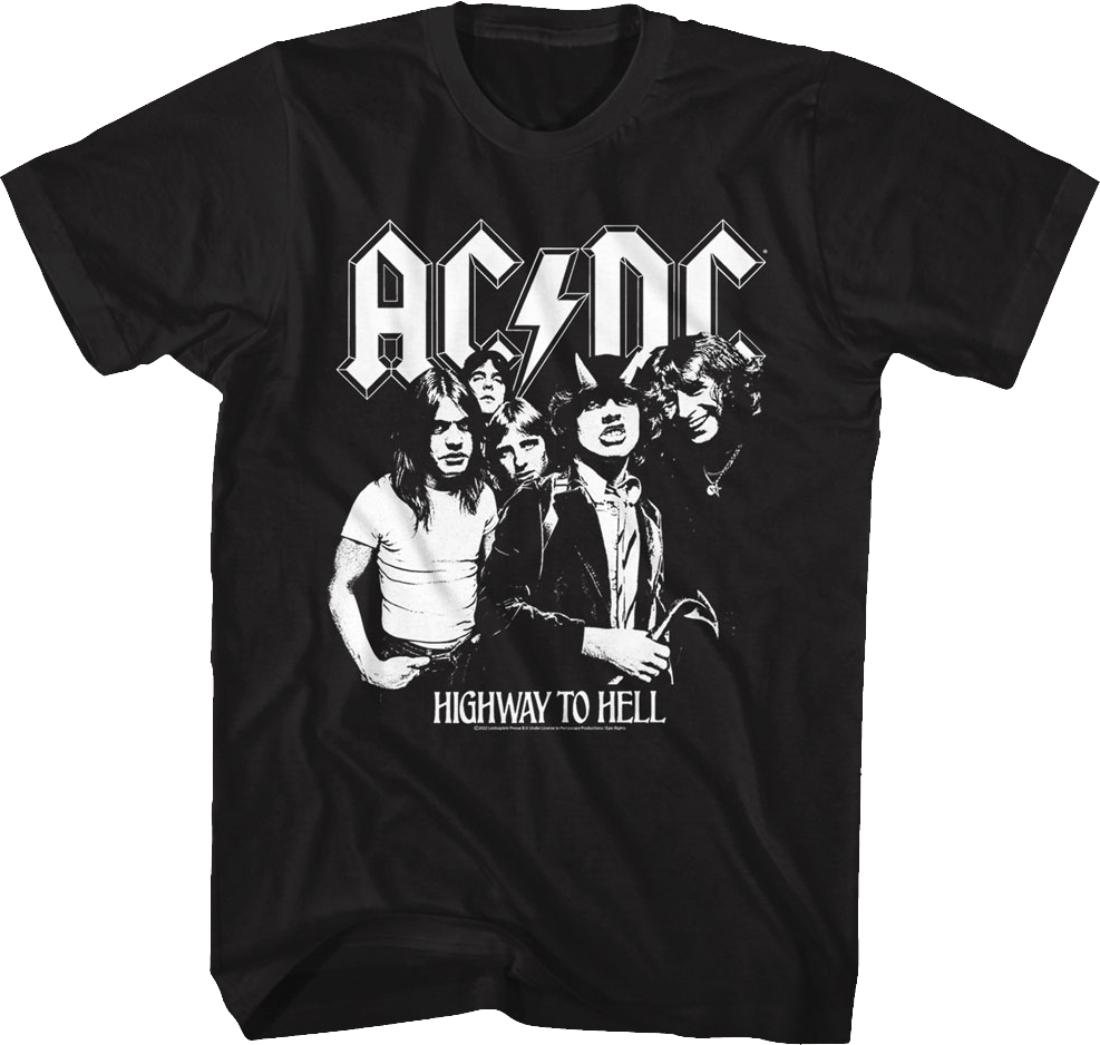 Black And White Highway To Hell ACDC Shirt