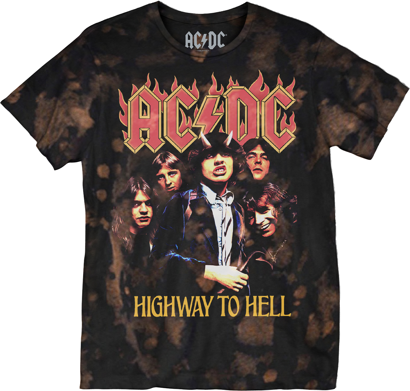 Bleached Tie Dye Highway To Hell ACDC T-Shirt