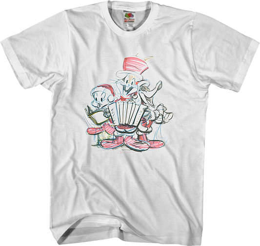 Christmas Caroling Sketch Looney Tunes T-Shirt