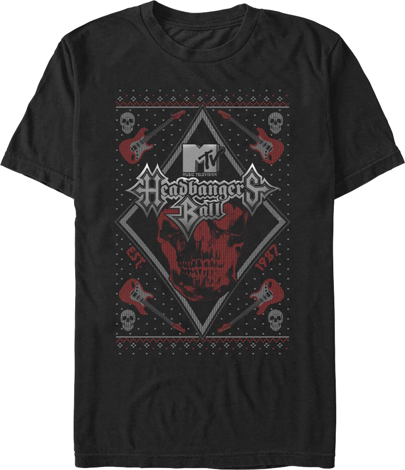Headbangers Ball Faux Ugly Christmas Sweater MTV T-Shirt
