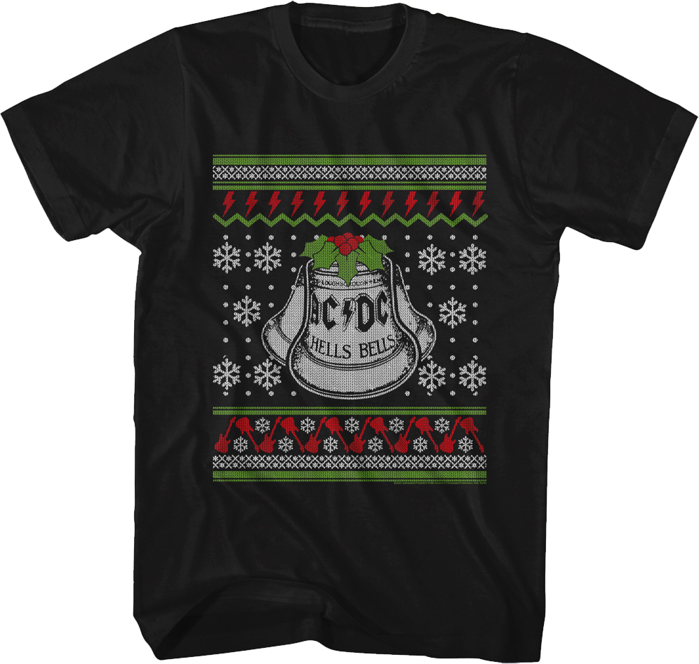Hells Bells Faux Ugly Christmas Sweater ACDC T-Shirt