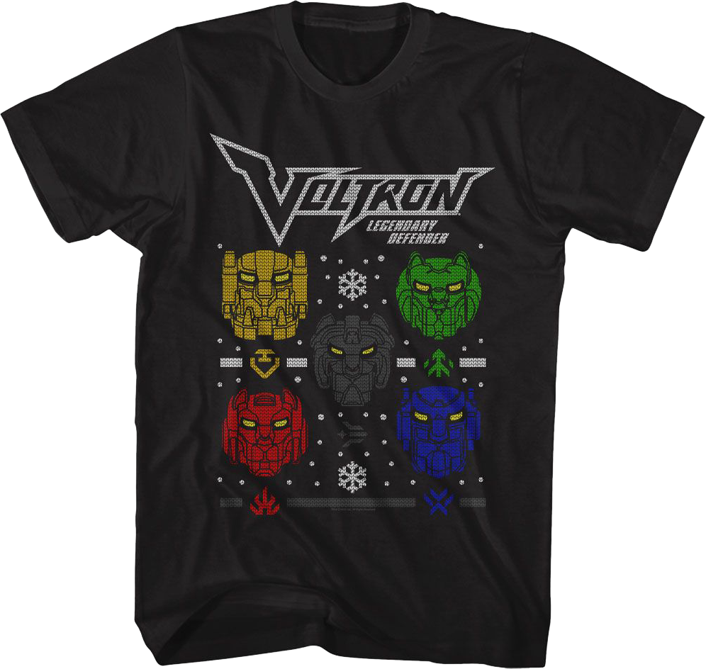Lion Heads Faux Ugly Christmas Sweater Voltron T-Shirt