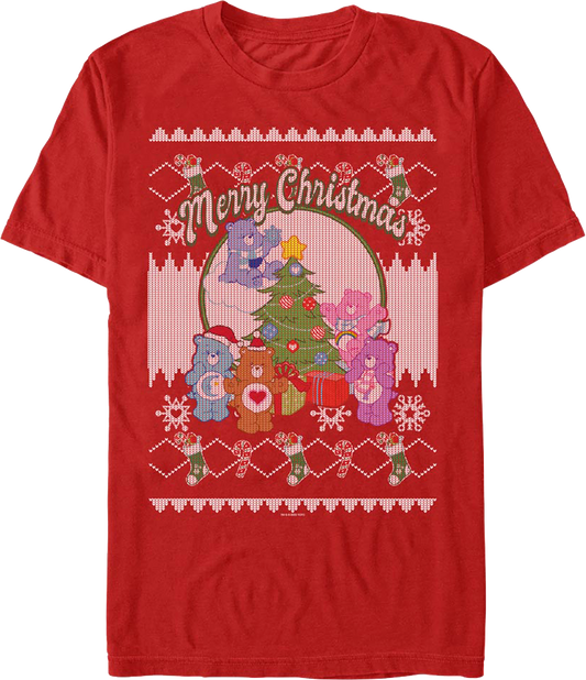 Merry Christmas Faux Ugly Sweater Care Bears T-Shirt