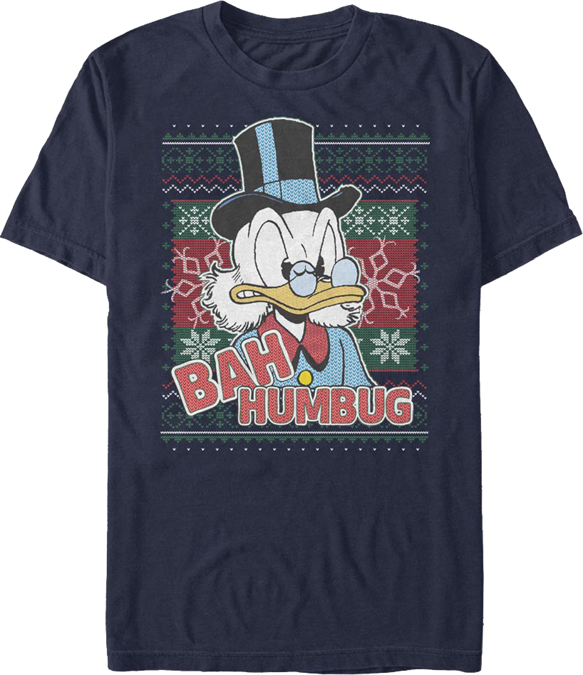 Scrooge McDuck Bah Humbug Faux Ugly Christmas Sweater Disney T-Shirt