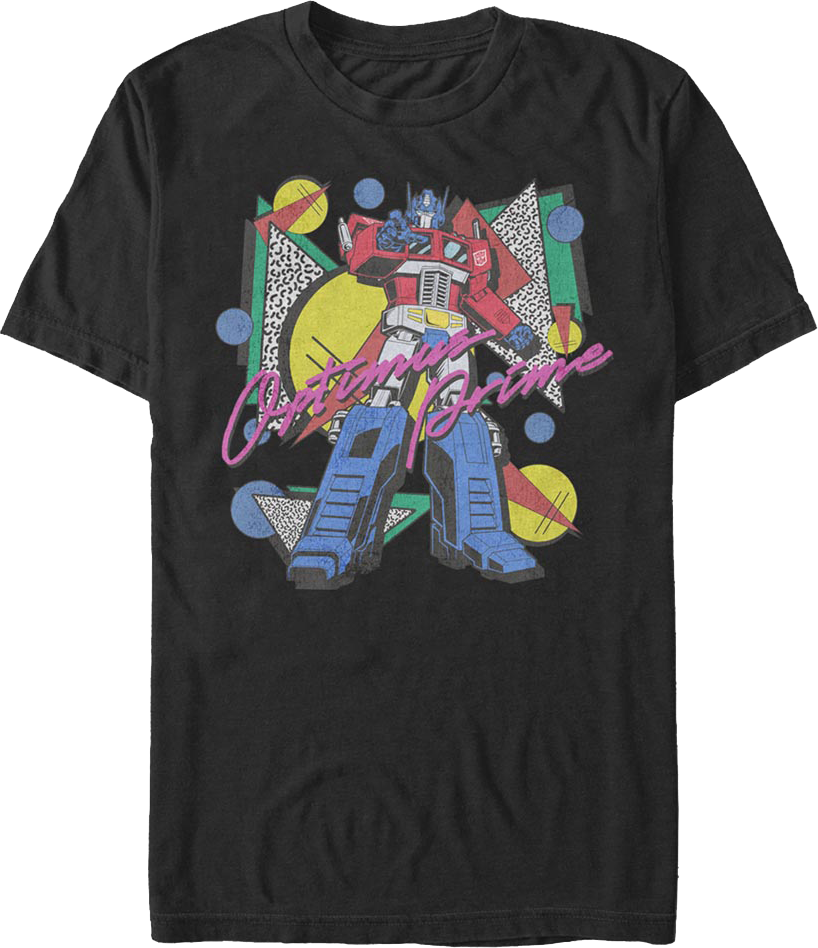 Black Totally Rad Optimus Prime Transformers T-Shirt