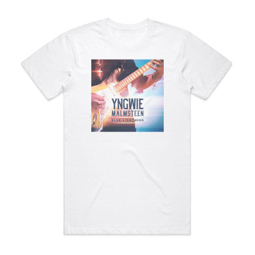 Yngwie J Malmsteen Blue Lightning Album Cover T-Shirt White