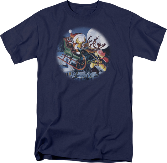 Christmas Sleigh Ride Garfield T-Shirt