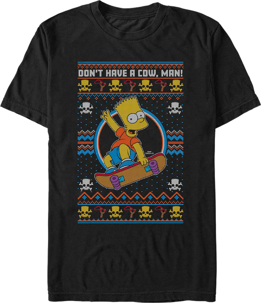 Don't Have A Cow Faux Ugly Christmas Sweater Simpsons T-Shirt