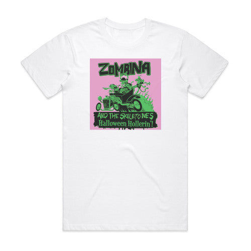 Zombina and The Skeletones Halloween Hollerin Album Cover T-Shirt White