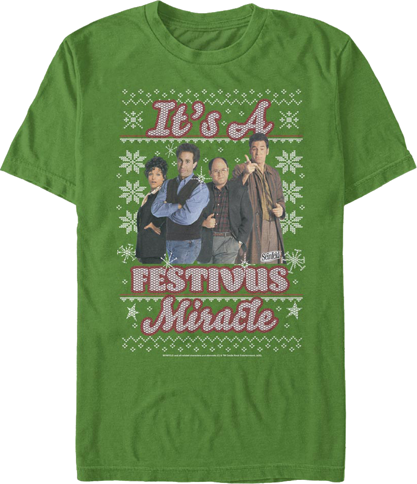 It's A Festivus Miracle Faux Ugly Sweater Seinfeld T-Shirt