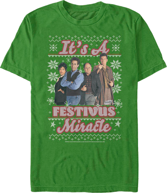 It's A Festivus Miracle Faux Ugly Sweater Seinfeld T-Shirt
