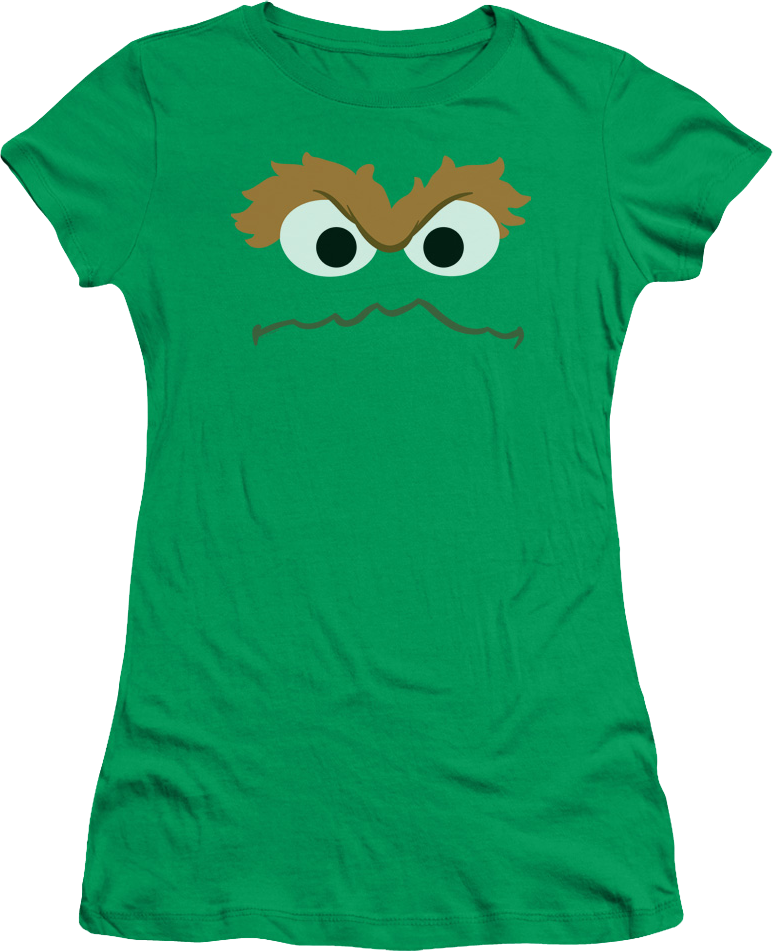 Ladies Oscar The Grouch Face Sesame Street Shirt