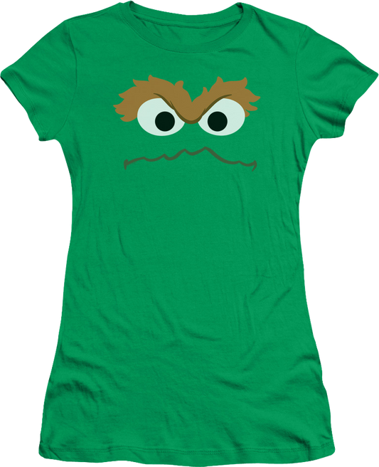 Ladies Oscar The Grouch Face Sesame Street Shirt