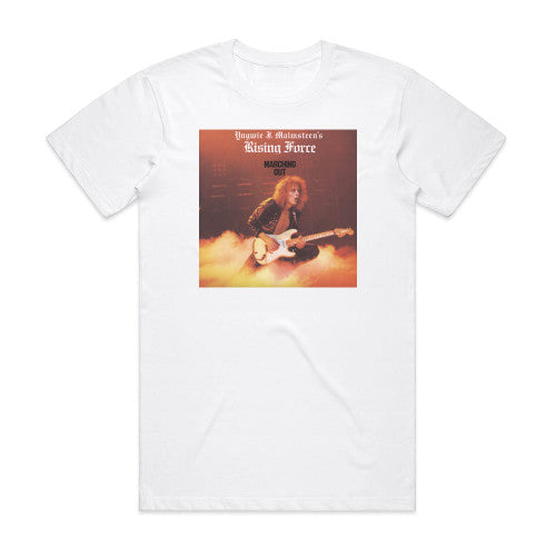 Yngwie J Malmsteens Rising Force Marching Out Album Cover T-Shirt White