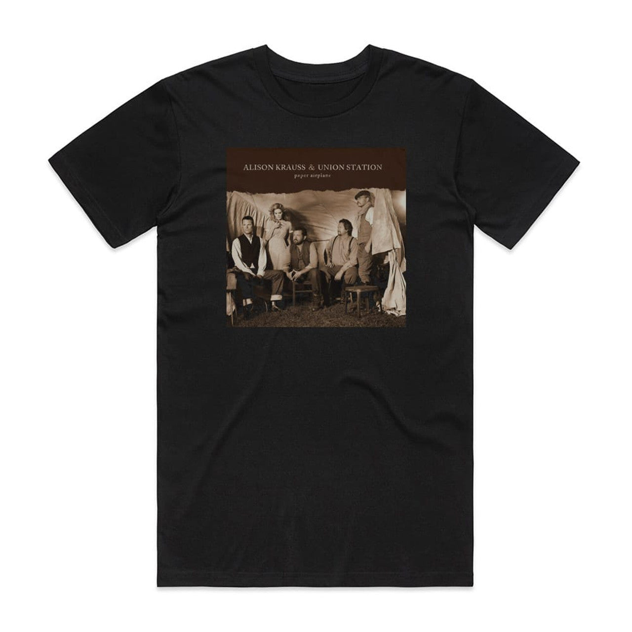 Alison Krauss and Union Station Paper Airplane T-Shirt Black