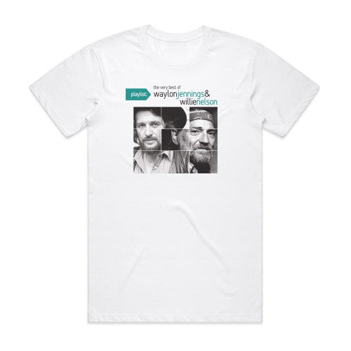 Waylon Jennings Playlist The Very Best Of Waylon Jennings Willie Nelson Album Cover T-Shirt White