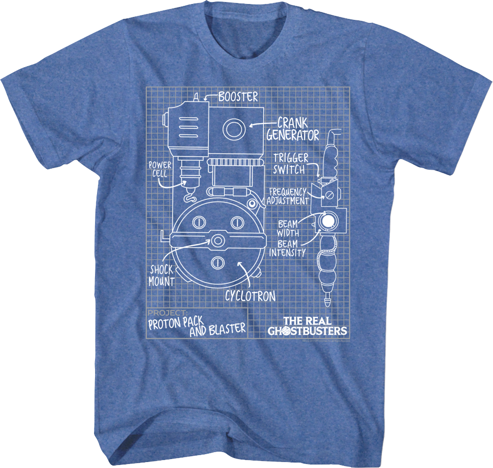 Proton Pack Schematic Real Ghostbusters T-Shirt