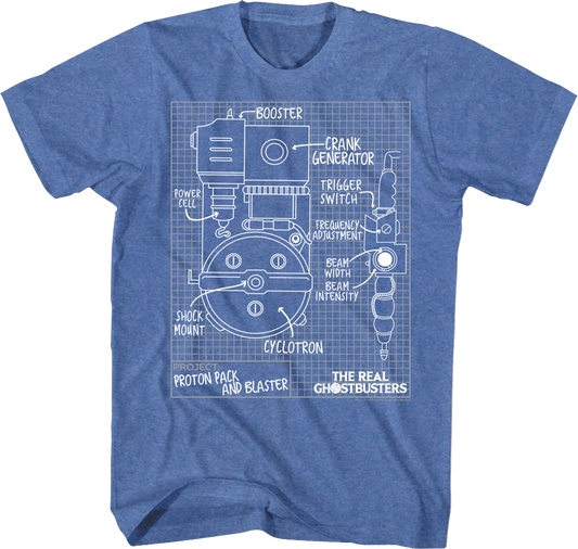 Proton Pack Schematic Real Ghostbusters T-Shirt