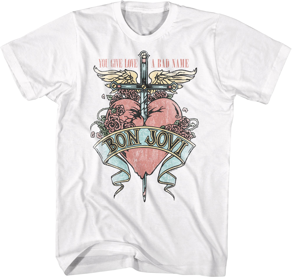 Retro Floral Logo Bon Jovi T-Shirt