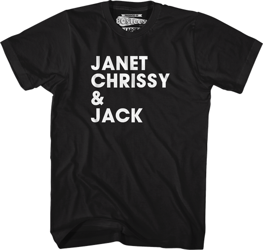 Roommate Names Janet Chrissy & Jack Three's Company T-Shirt