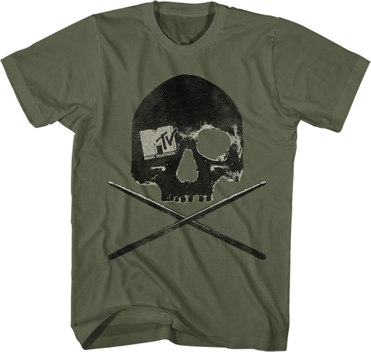 Skull And Drum Sticks MTV Shirt