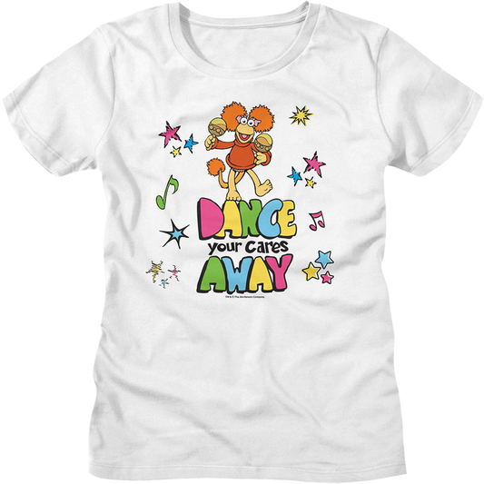 Womens Dance Your Cares Away Colorful Shapes Fraggle Rock Shirt