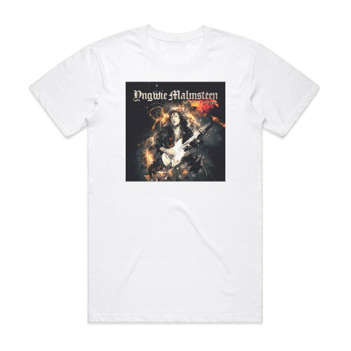 Yngwie J Malmsteen World On Fire Album Cover T-Shirt White